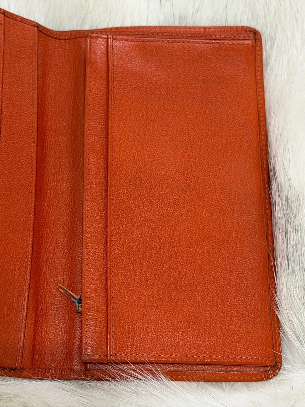 CHANEL Orange Calfskin Leather Bi Fold Long Slim Wallet W/ AUTHENTICITY CARD EUC - Picture 7 of 16